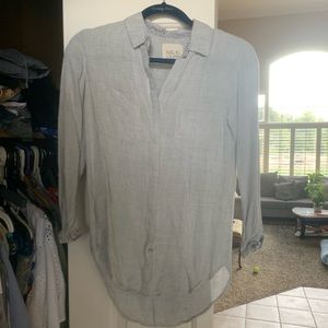 Bandana Design on Collar and Cuffs Half Button Top: Smoke Free